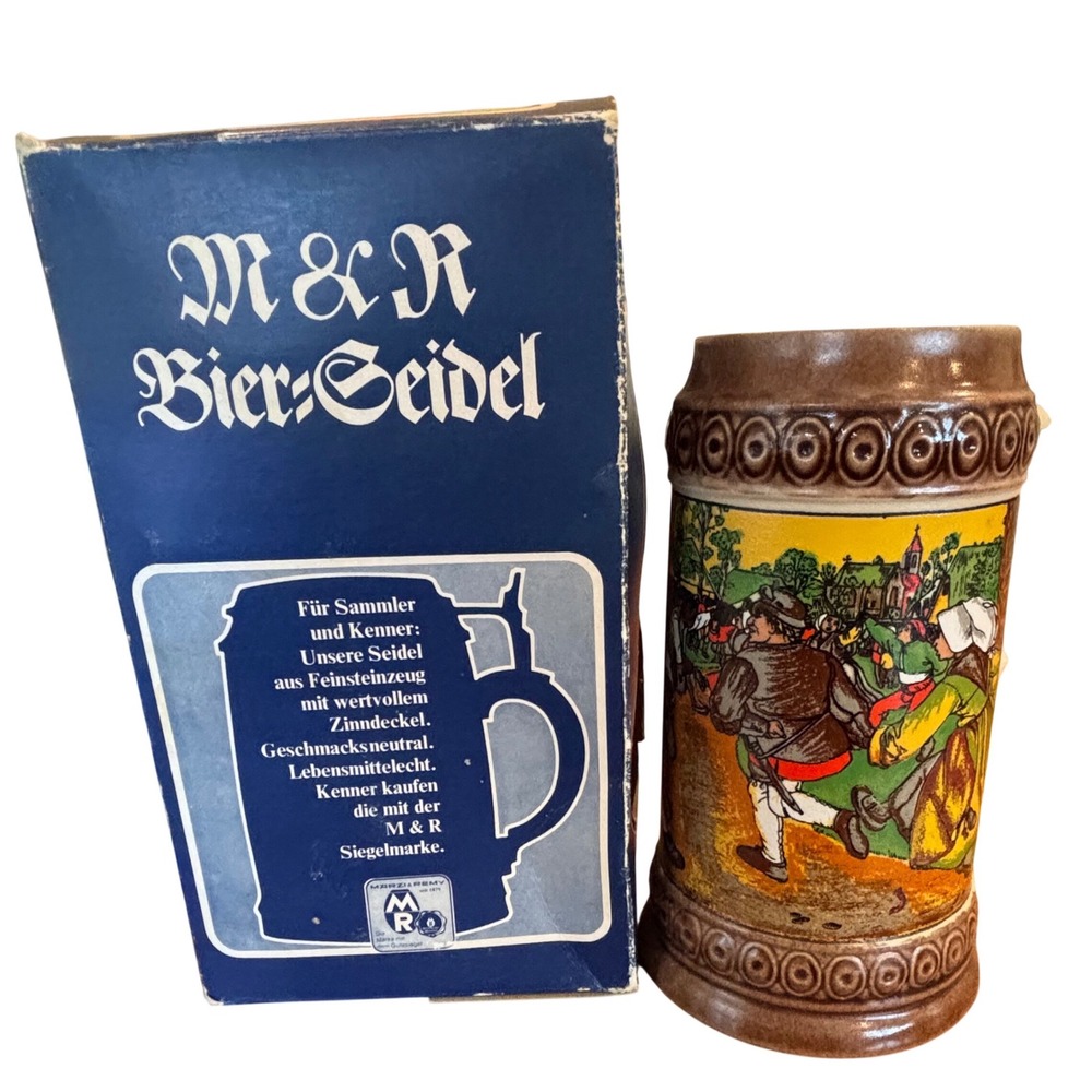 Marzi & Remy 2034‎ Alsace German Beer Stein Seidel Ceramic Mug with Box